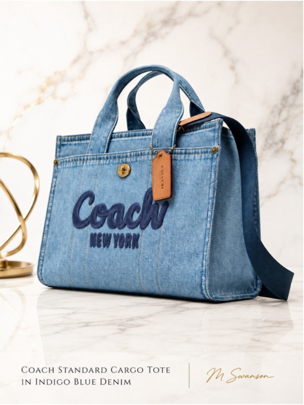 NEW Coach Standard Cargo Tote in Indigo Denim CR657 NWT